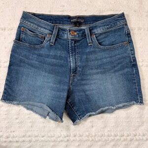 J.Crew Mercantile Women 27 Medium Wash High Rise Raw Hem Denim Shorts Cutoffs‎